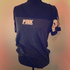 🌸PINK🌸 Black/grey t-shirt with rose gold sequins